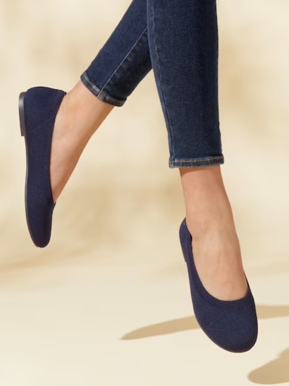 VIVAIA Claire Round Toe Knit Ballet Flats Navy Blue NWOB Size EU 36.5 / US 6